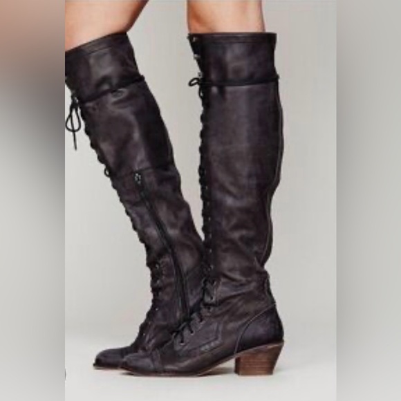 Jeffrey Campbell Joe Boots Sz 11 Dark Green Free People Tall Lace Up Combat Mili